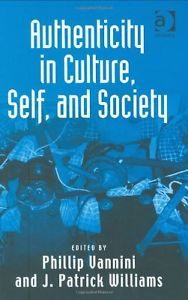 Book cover of Authenticity in Culture, Self and Society. A blue background.