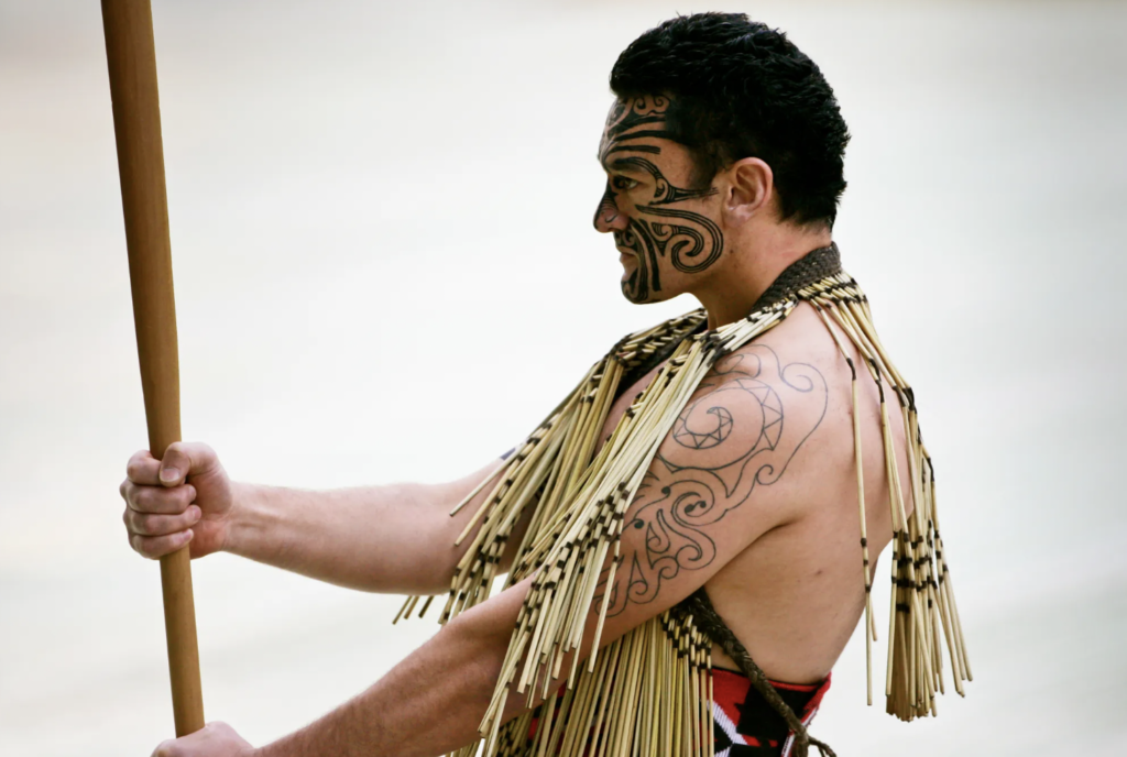 A traditional Haka performed by a Maori warrior