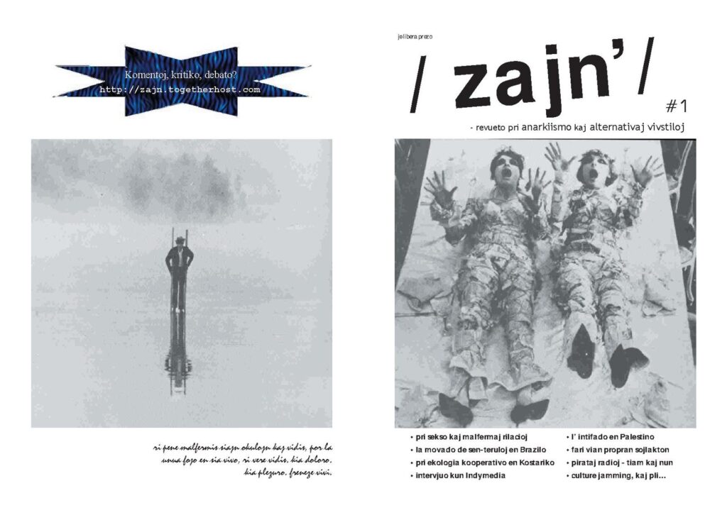 A digital zine with images and Esperanto text.